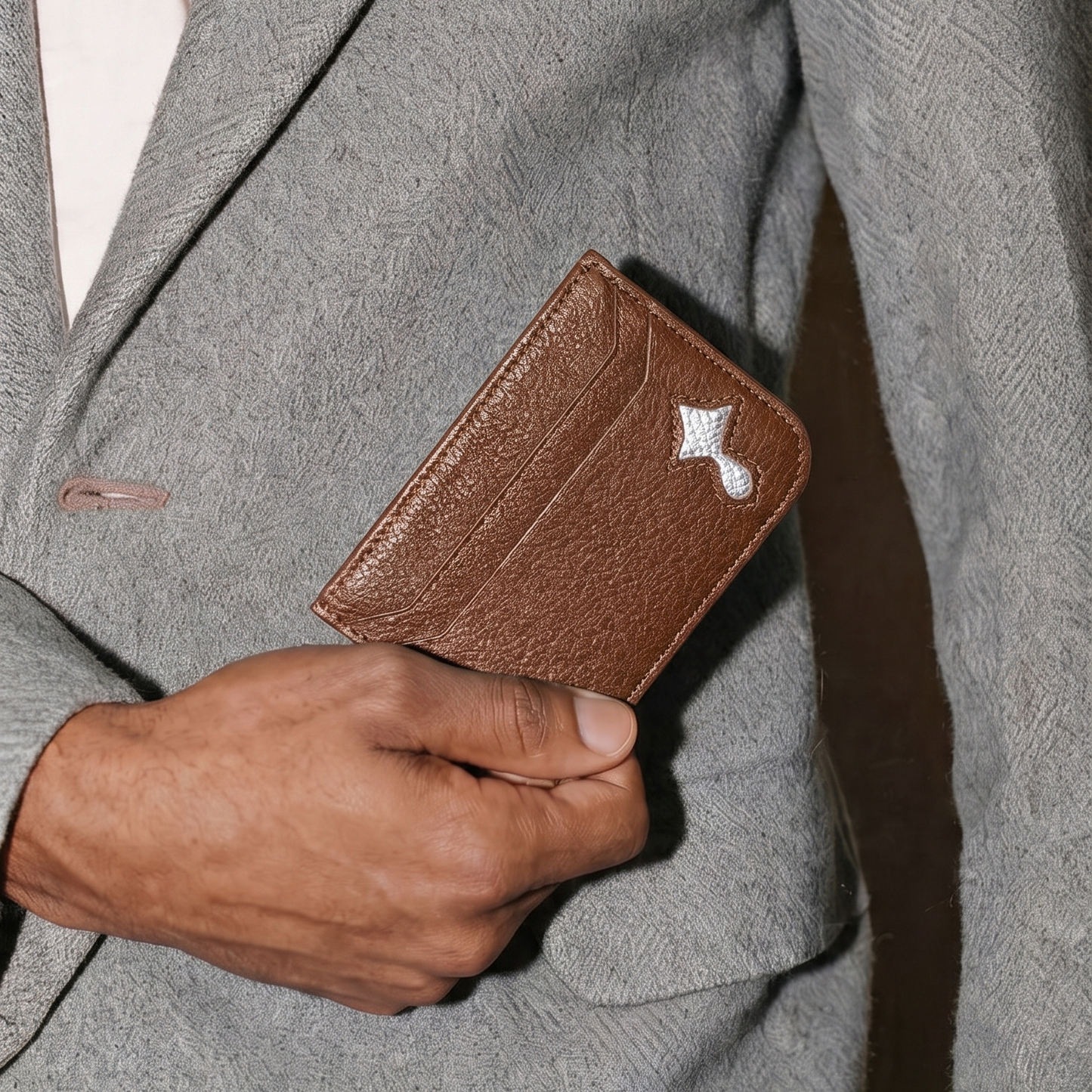 Pure Grain Card Holder (Saddle Brown)