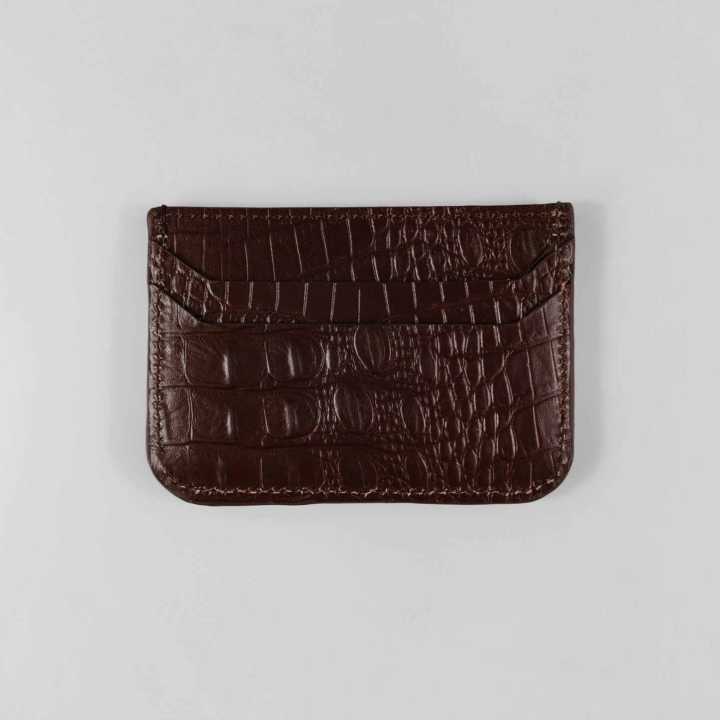 Regal CrocLine Card Holder (Cognac Brown)