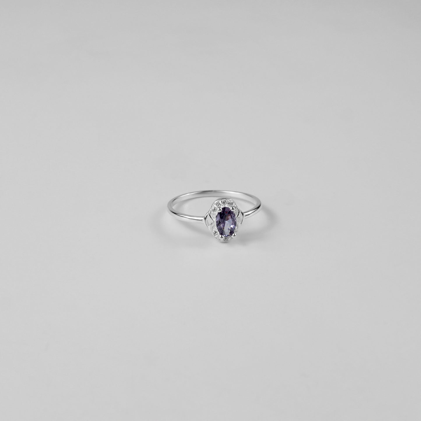 Amethyst Halo Ring