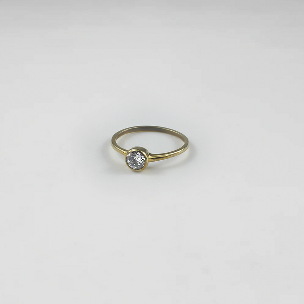 Bezel Solitaire Brass Ring