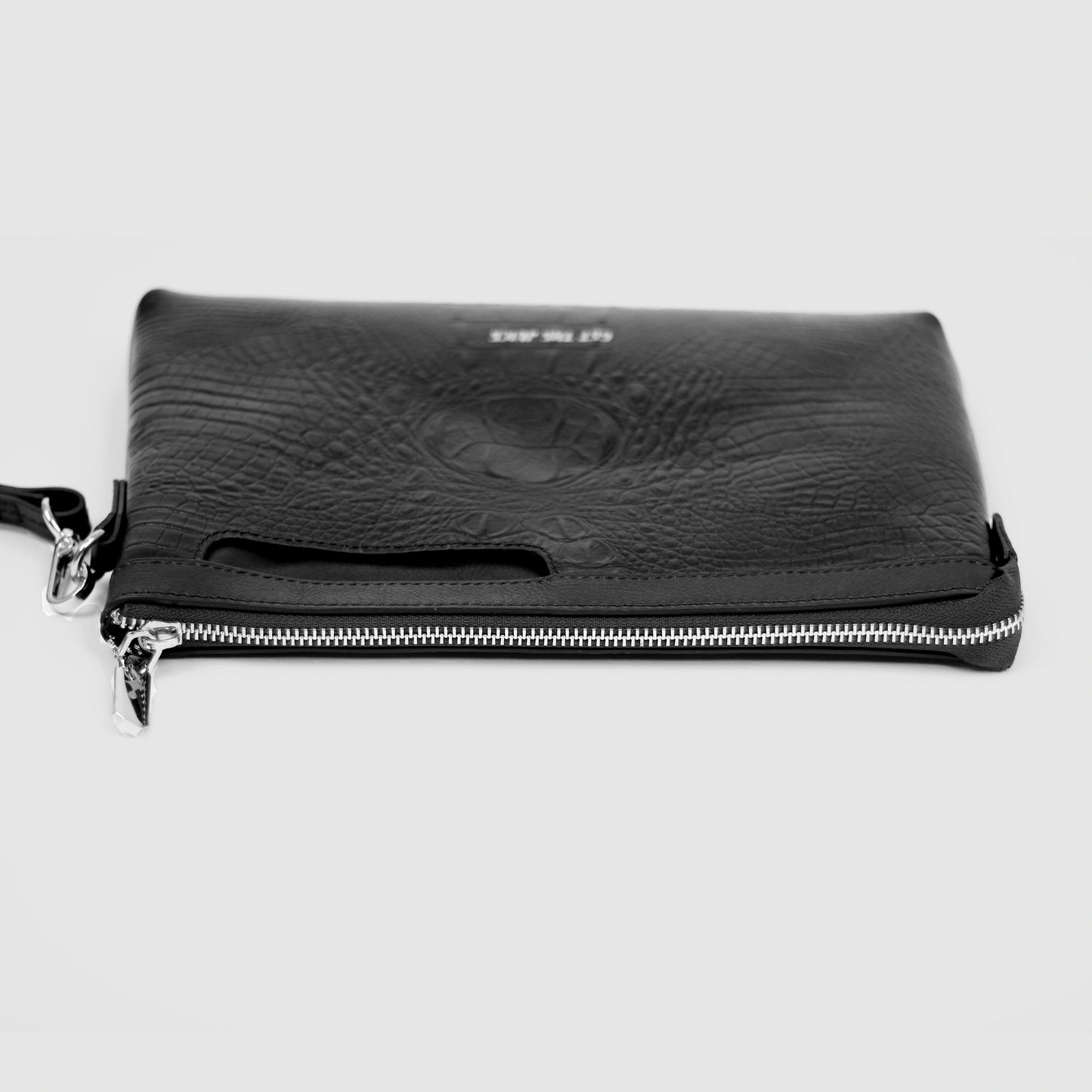 Regent Croc Clutch Bag (Black)