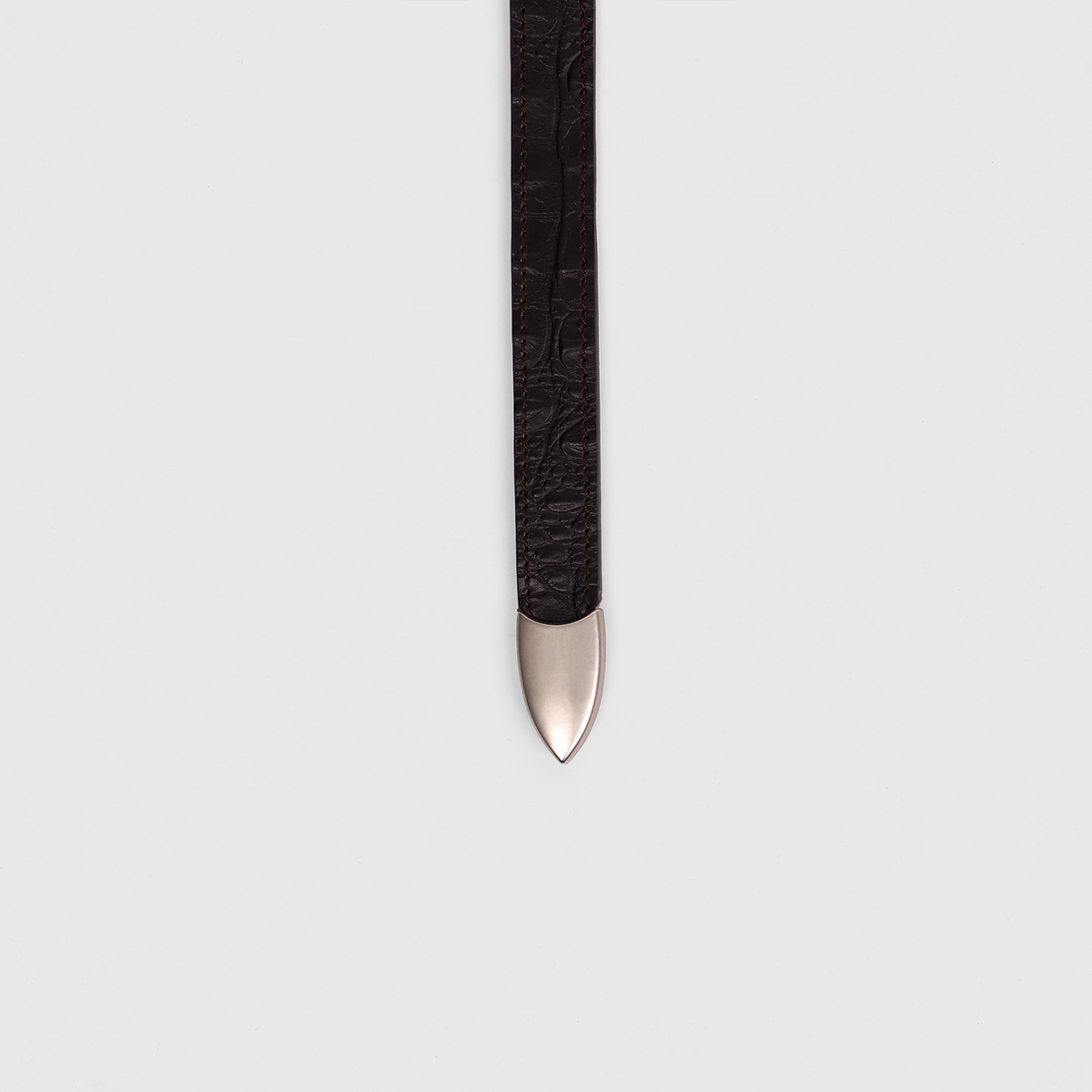 Satin Silver Buckle Belt (Dark Brown)