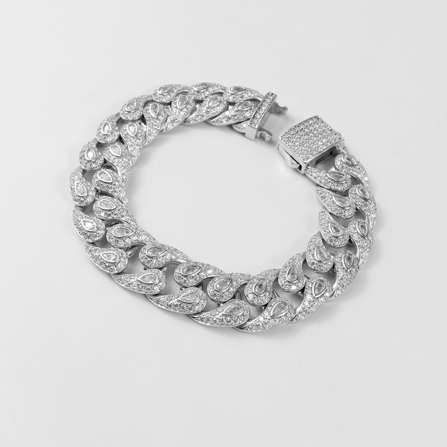 The 'Frosted Drop' bracelet, crafted from 925 sterling silver, featuring a delicate design with frosted accents and drop-shaped elements for a touch of elegance.
