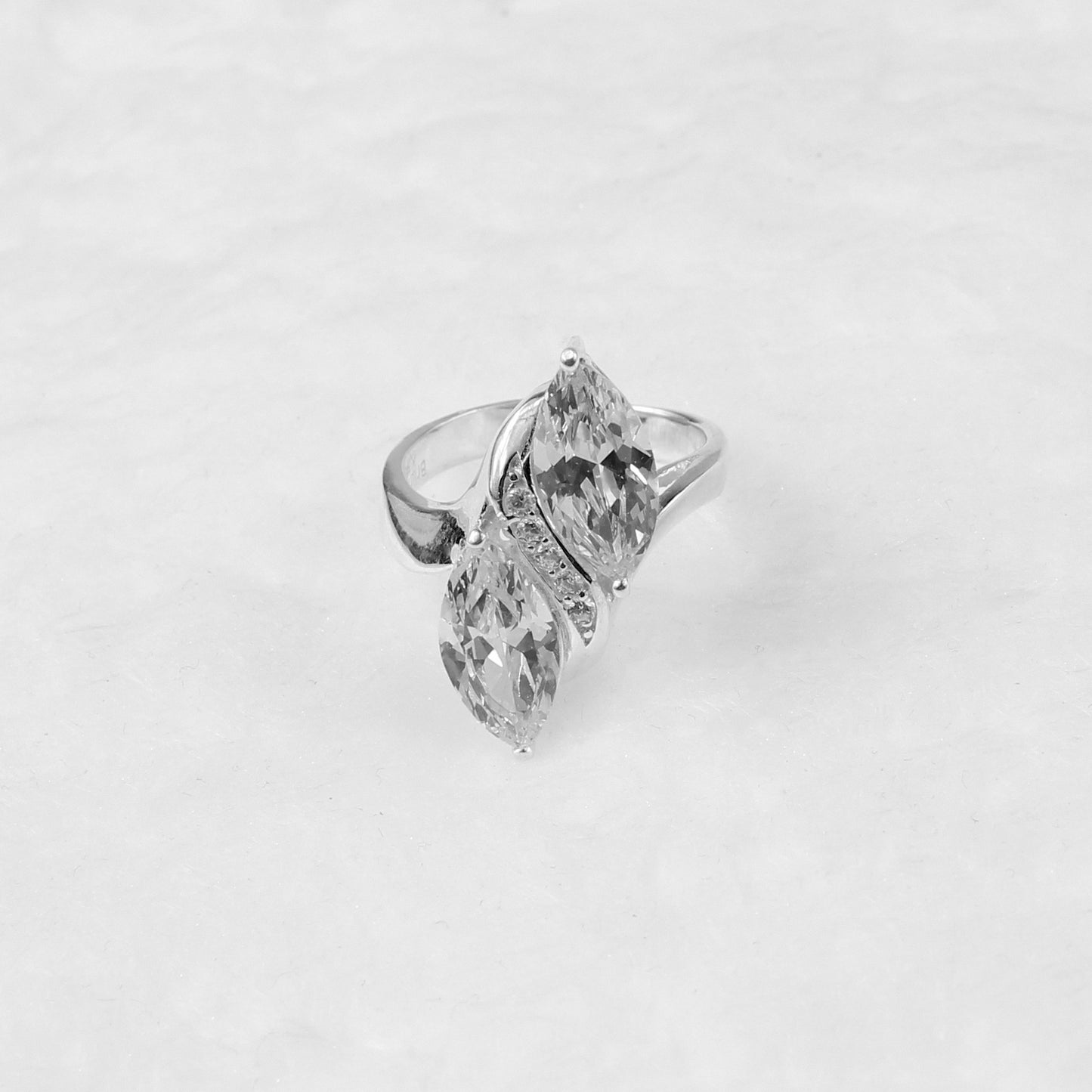 Marquise Majesty Ring crafted in 925 sterling silver, showcasing a regal marquise-inspired design that exudes timeless elegance.