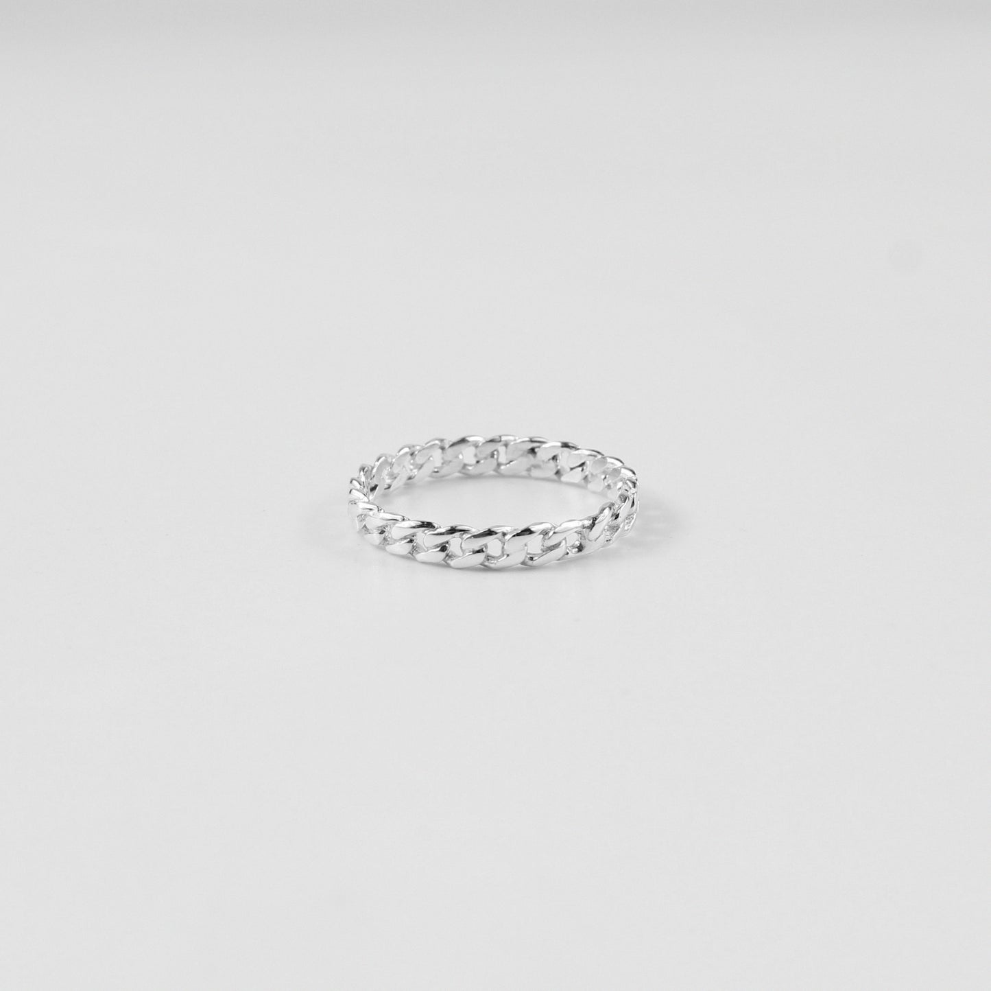 925 sterling silver ring featuring a thin, sleek Cuban link design, named 'Thin Cuban Ring.
