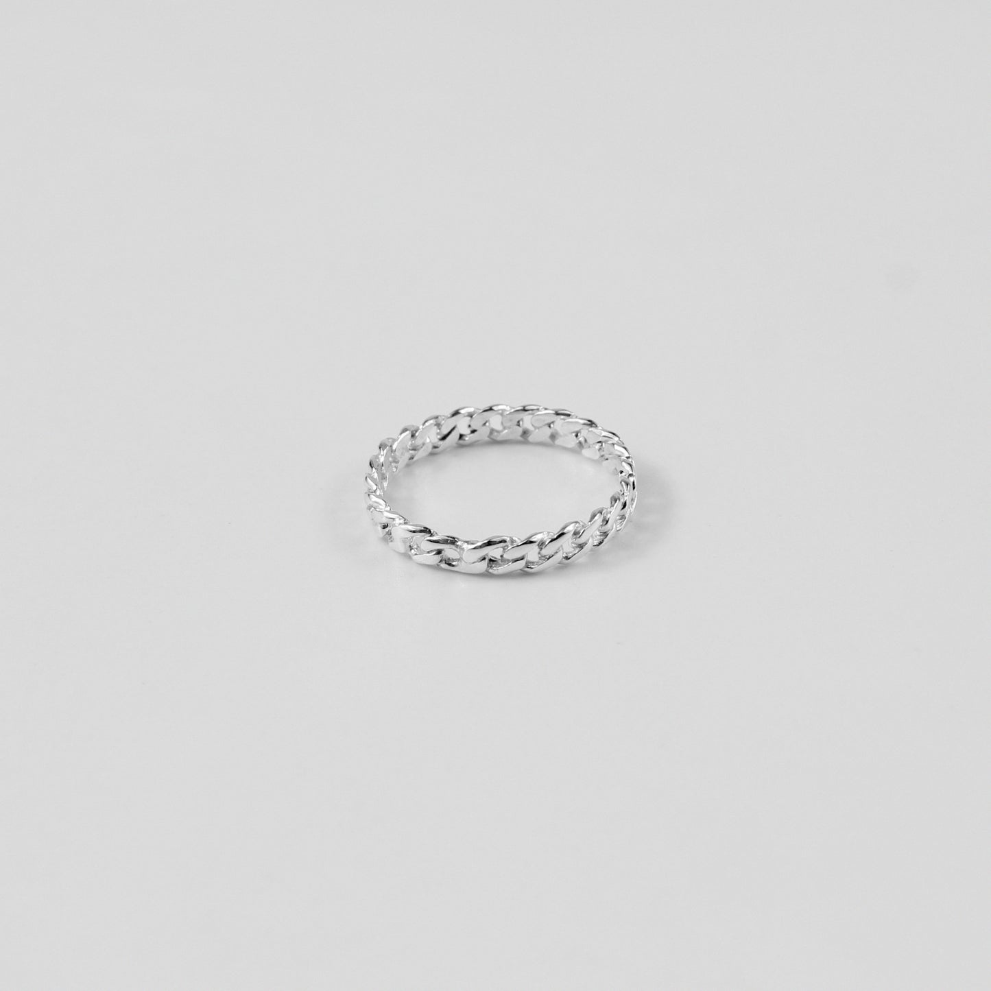 925 sterling silver ring featuring a thin, sleek Cuban link design, named 'Thin Cuban Ring.