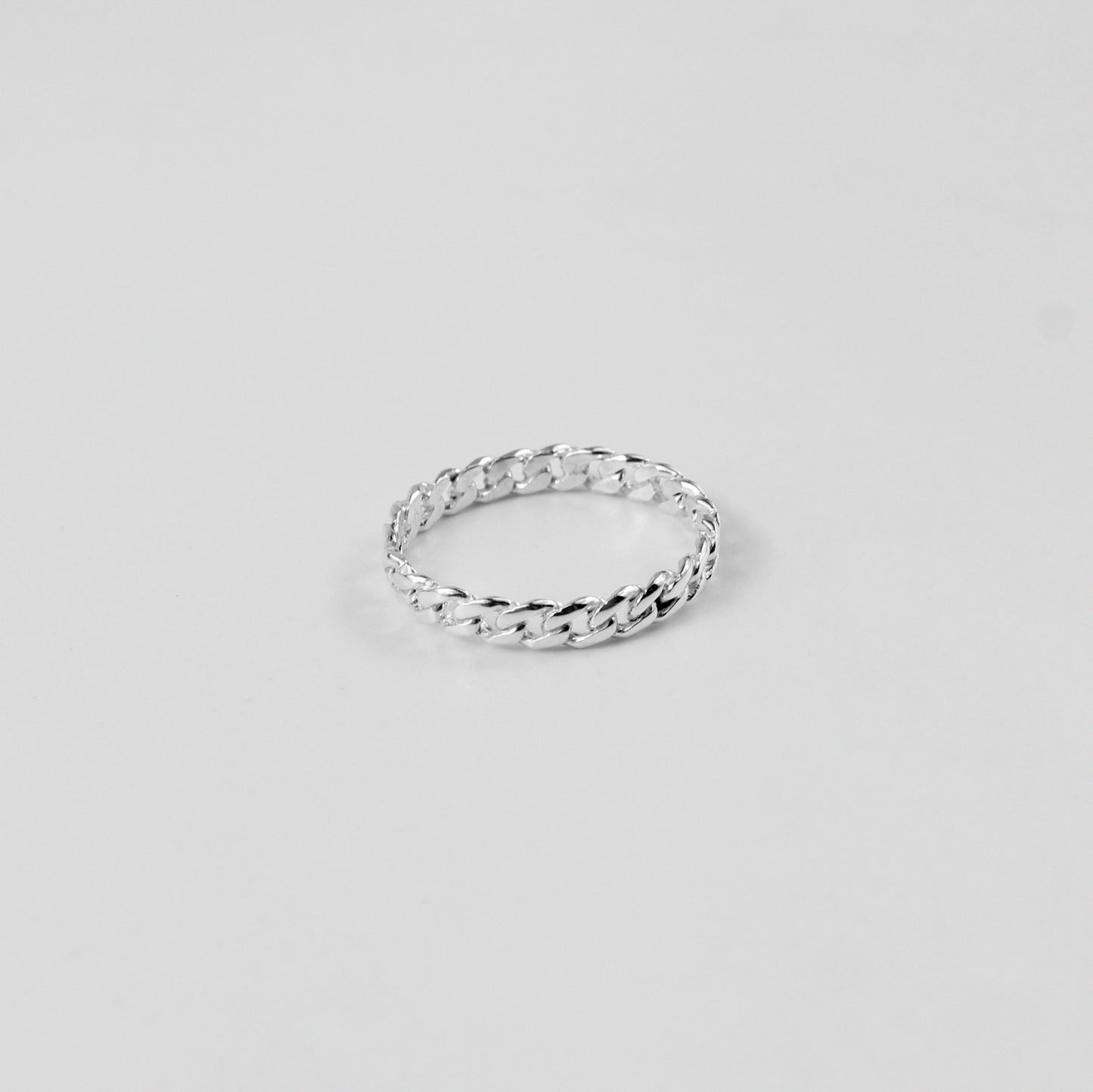925 sterling silver ring featuring a thin, sleek Cuban link design, named 'Thin Cuban Ring.