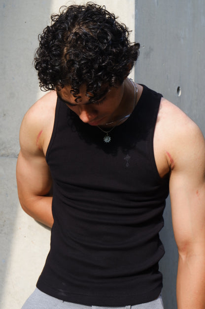 Black rib tank top