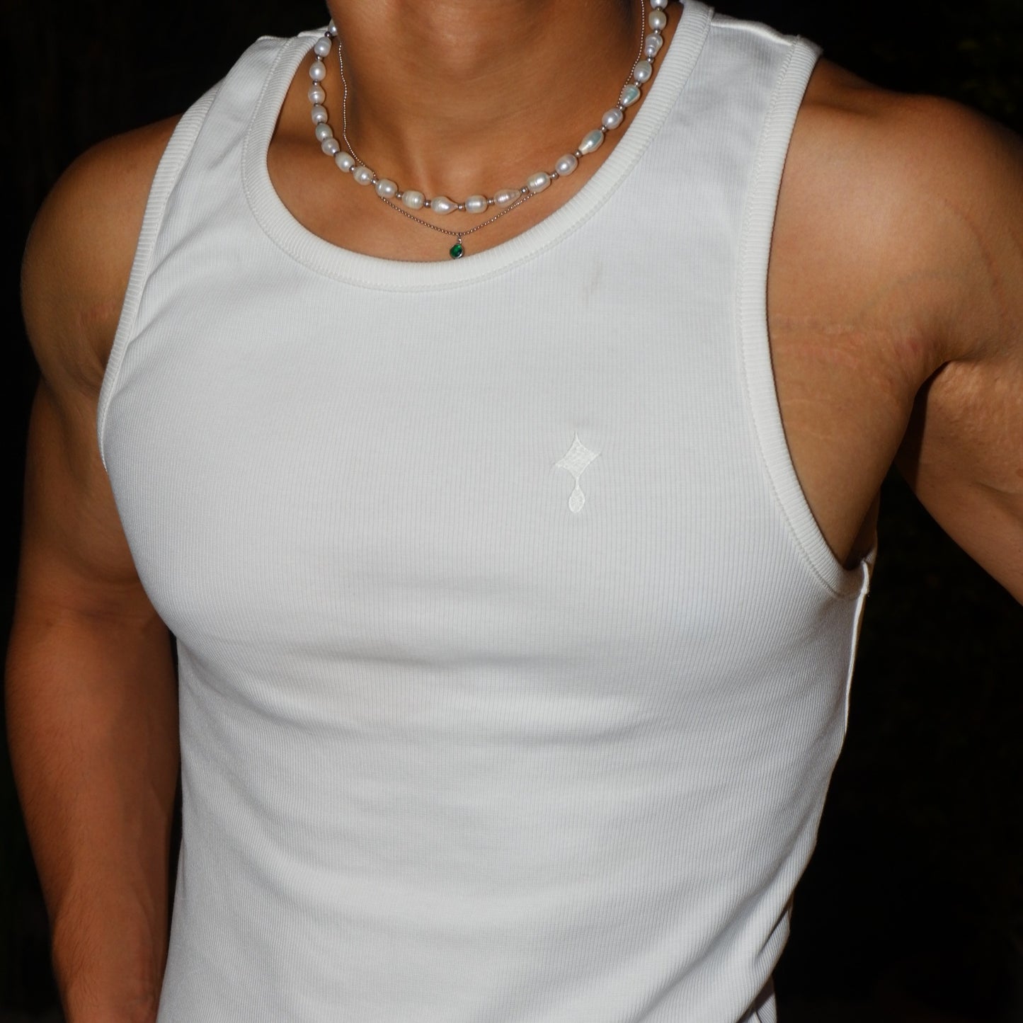 White rib tank top