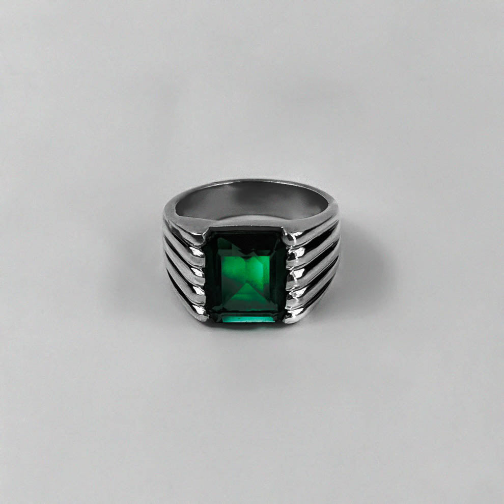 Brass Emerald Square Radiance Ring