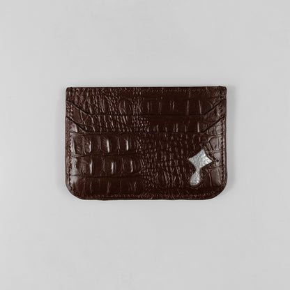 Regal CrocLine Card Holder (Cognac Brown)