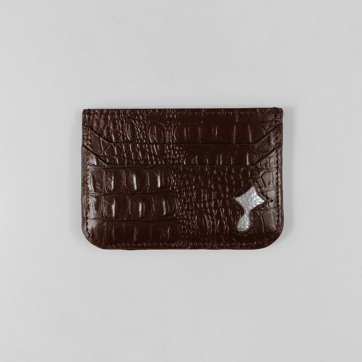 Regal CrocLine Card Holder (Cognac Brown)