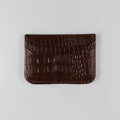 Regal CrocLine Card Holder (Cognac Brown)