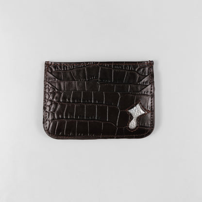 Regal CrocLine Card Holder (Dark Brown)