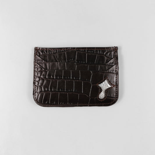Regal CrocLine Card Holder (Dark Brown)