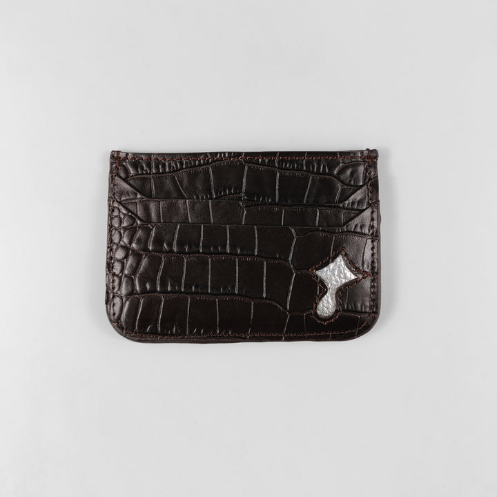 Regal CrocLine Card Holder (Dark Brown)