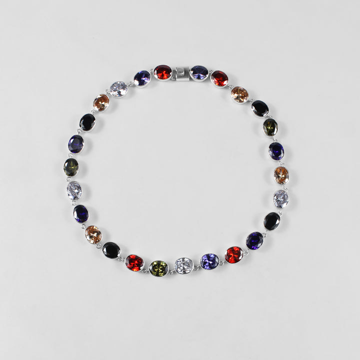 Silver Round Gemstone Chain