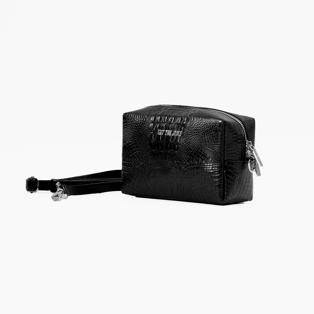 Mono Croc Crossbody Bag (Black)