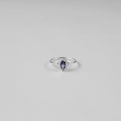Amethyst Halo Ring