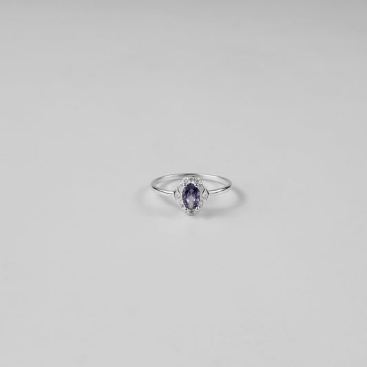 Amethyst Halo Ring
