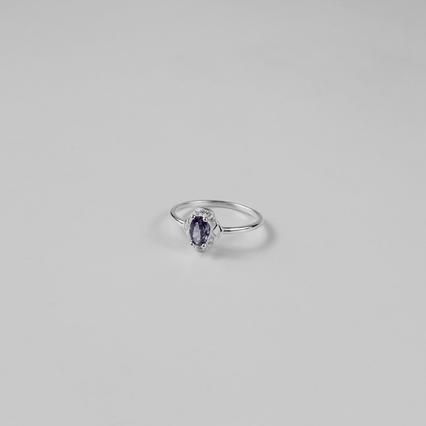 Amethyst Halo Ring