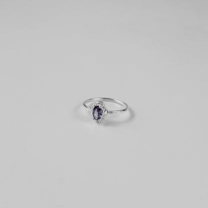 Amethyst Halo Ring