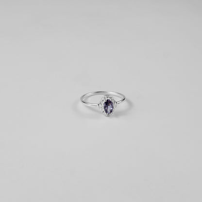 Amethyst Halo Ring