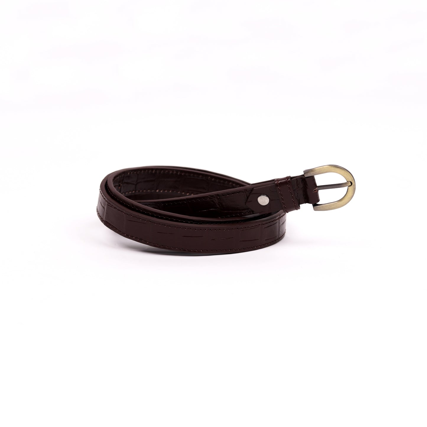 Antique Brass Buckle Belt  (Cognac Brown)