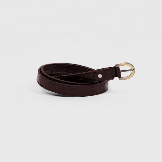 Antique Brass Buckle Belt  (Cognac Brown)