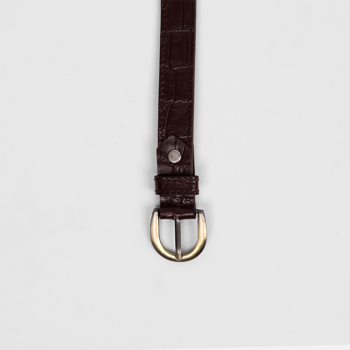 Antique Brass Buckle Belt  (Cognac Brown)