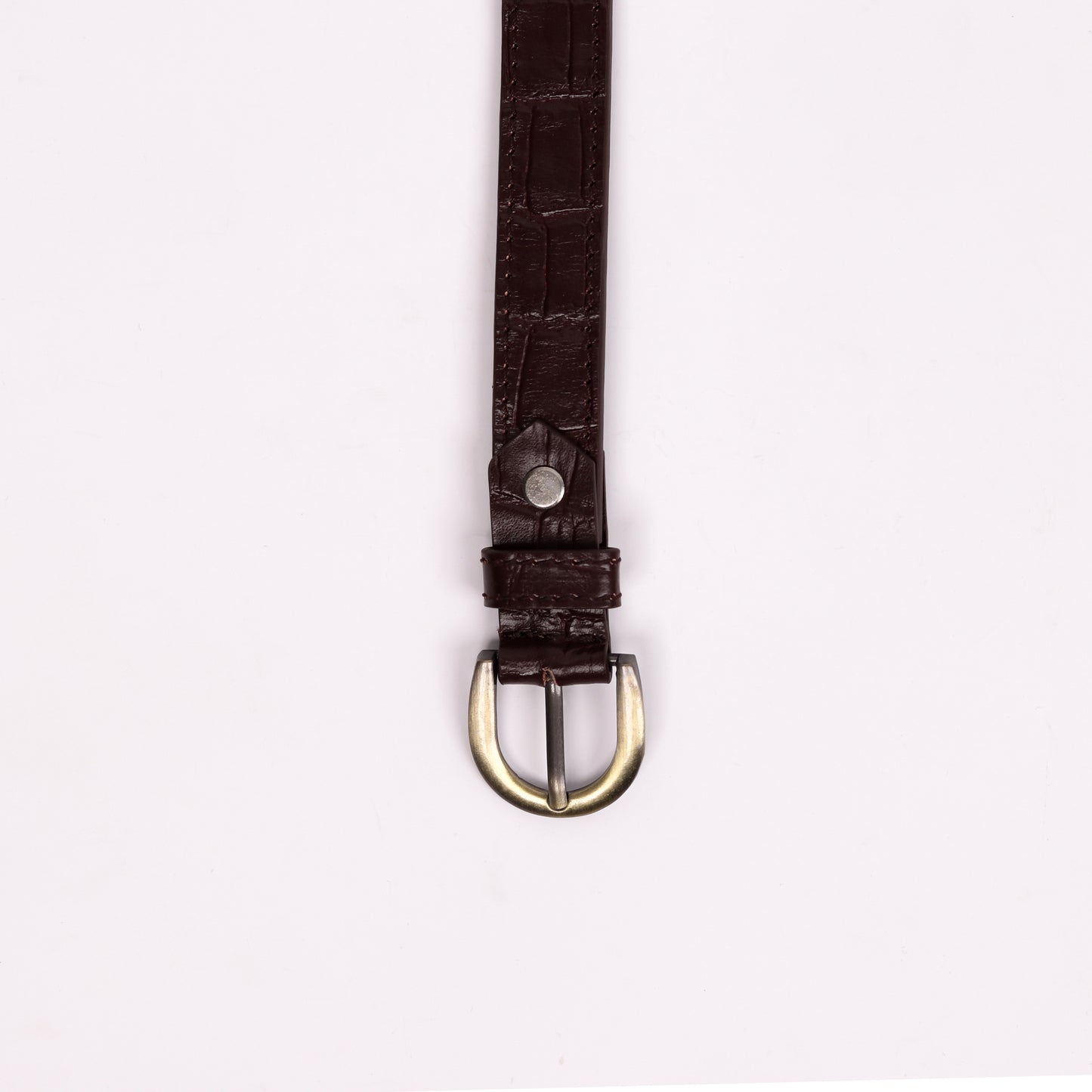 Antique Brass Buckle Belt  (Cognac Brown)