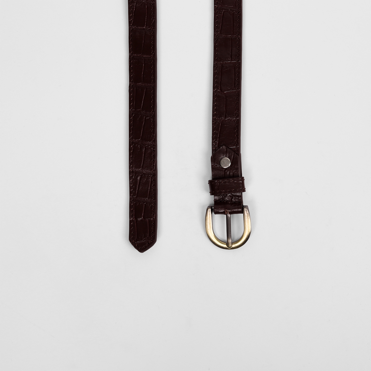 Antique Brass Buckle Belt  (Cognac Brown)