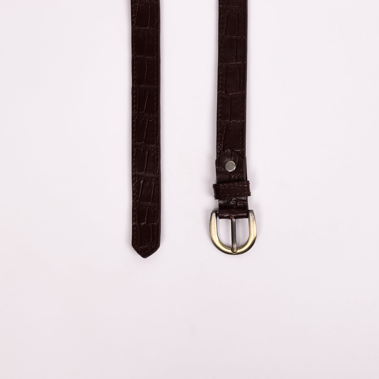 Antique Brass Buckle Belt  (Cognac Brown)
