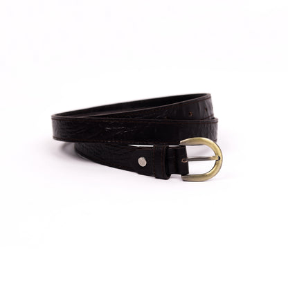 Antique Brass Buckle Belt (Dark Brown)