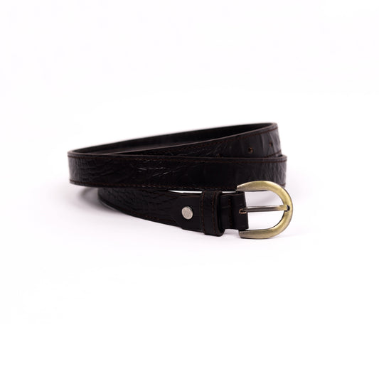 Antique Brass Buckle Belt (Dark Brown)