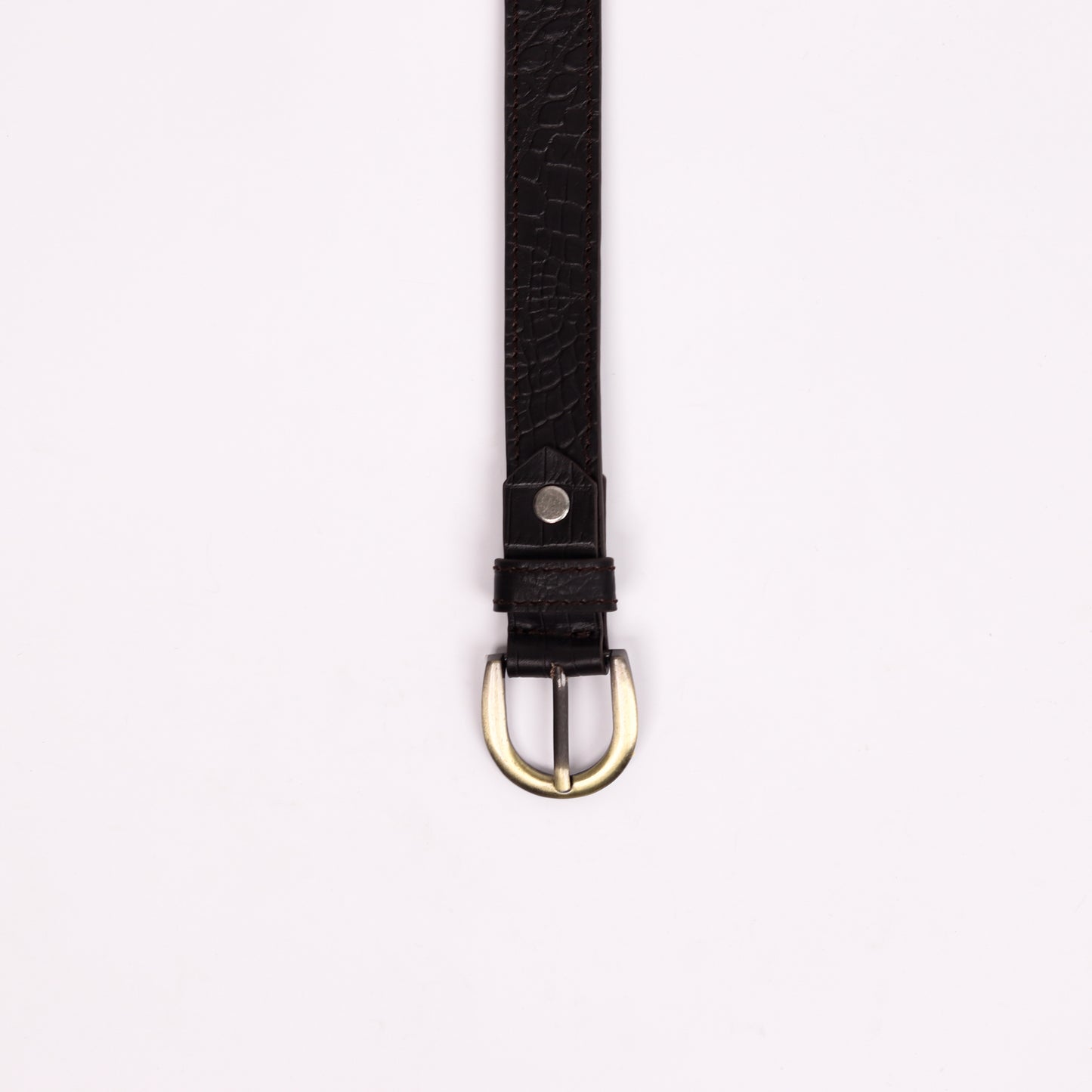 Antique Brass Buckle Belt (Dark Brown)