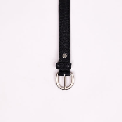 Antique Silver Buckle Belt (Black)