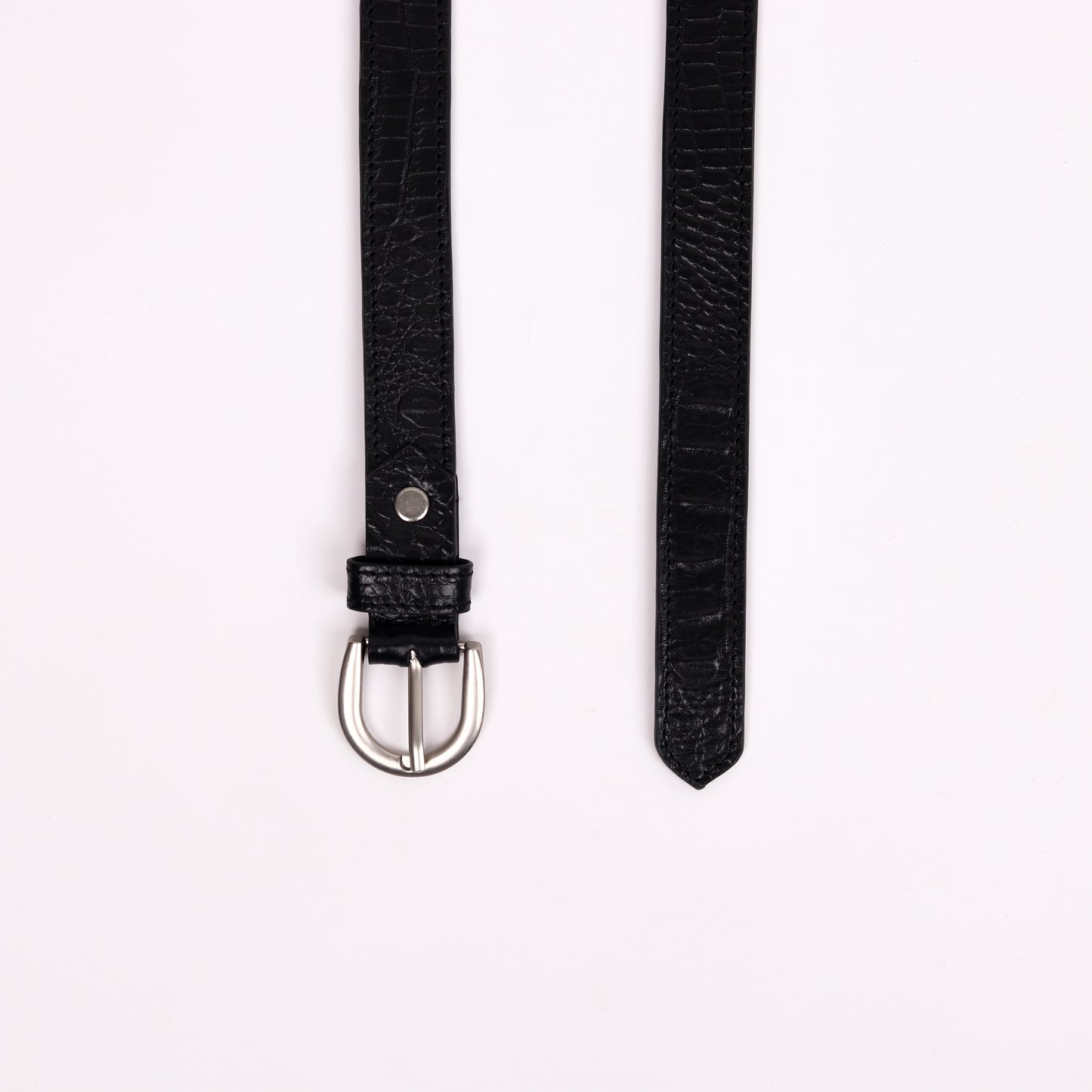Antique Silver Buckle Belt (Black)