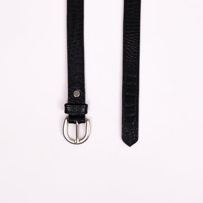 Antique Silver Buckle Belt (Black)