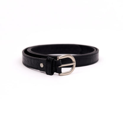 Antique Silver Buckle Belt (Black)