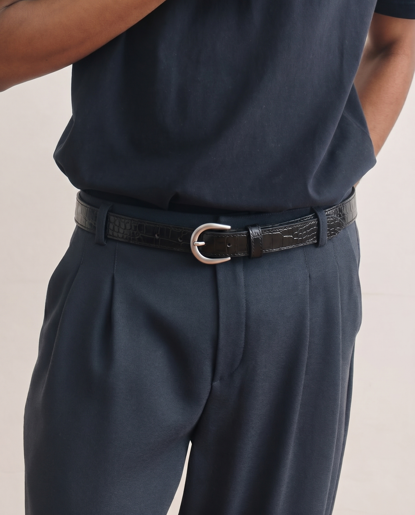 Antique Silver Buckle Belt (Black)