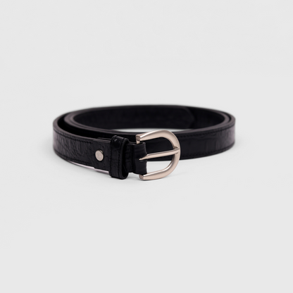 Antique Silver Buckle Belt (Black)