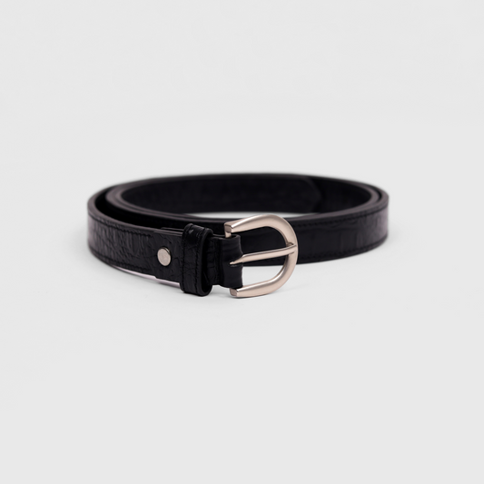 Antique Silver Buckle Belt (Black)