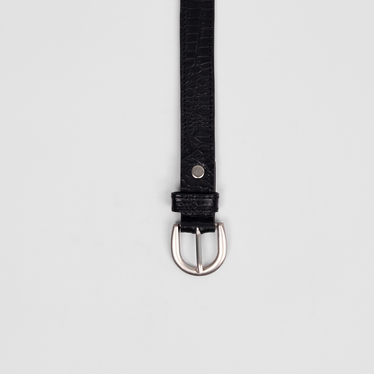 Antique Silver Buckle Belt (Black)