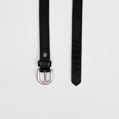 Antique Silver Buckle Belt (Black)