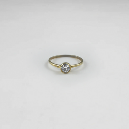 Bezel Solitaire Brass Ring