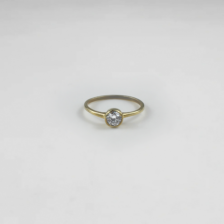 Bezel Solitaire Brass Ring