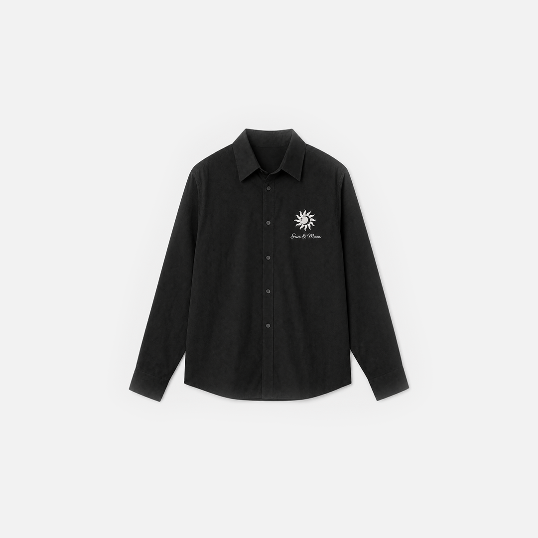 Black Cropped Boxy Long-Sleeve Shirt