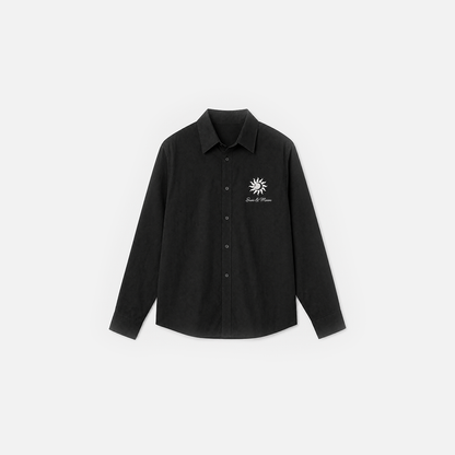 Black Cropped Boxy Long-Sleeve Shirt