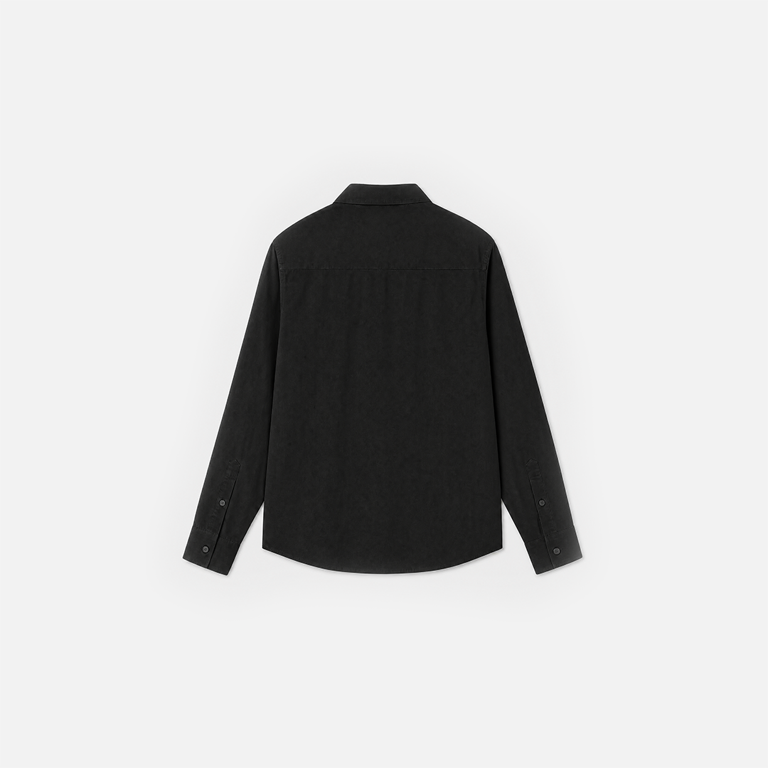 Black Cropped Boxy Long-Sleeve Shirt